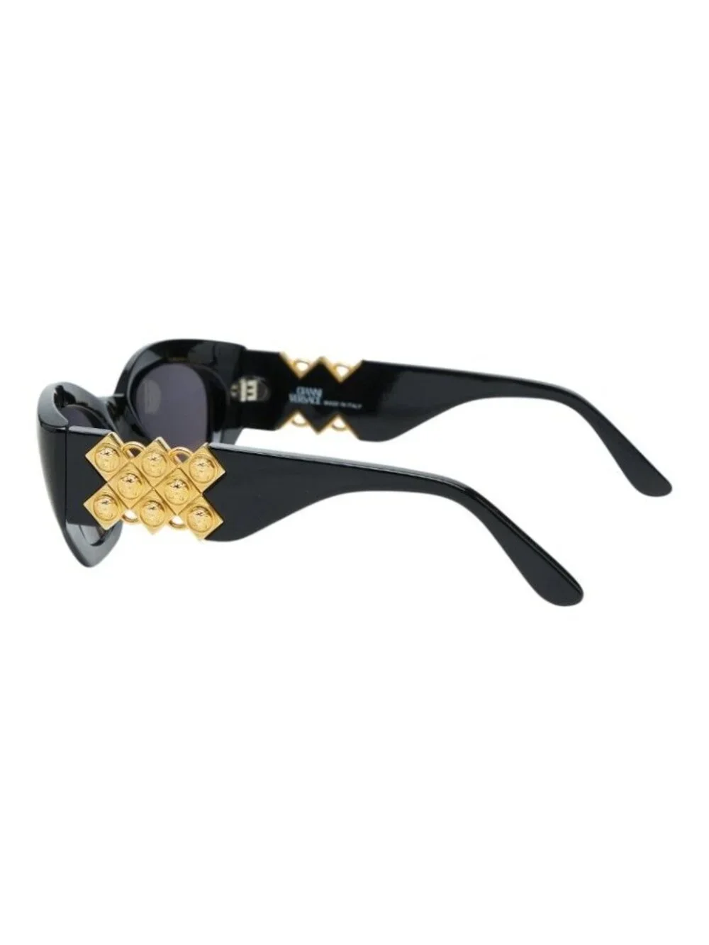 Versace Medusa Sunglasses D Black Gold Acetate Eyewear